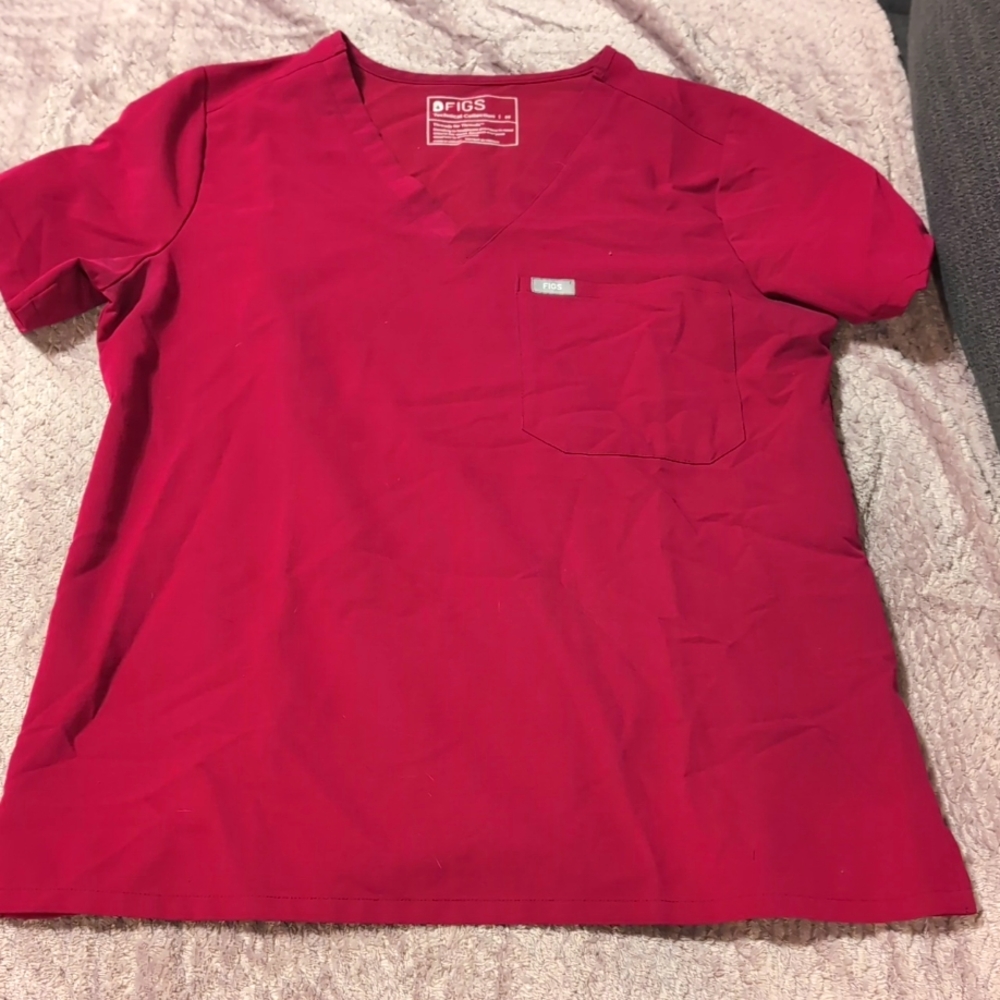 Figs Caterina One Pocket Scrub Top Medium Dark Magenta